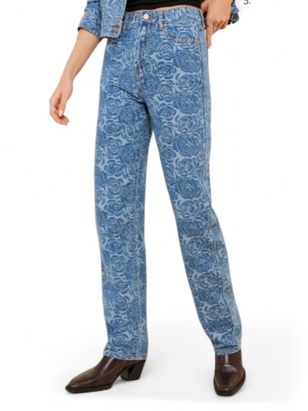 NEW Habitual Blue Floral Print Straight-Leg Jeans